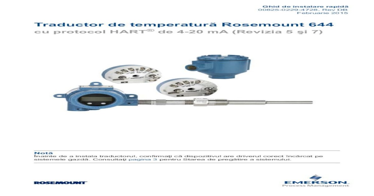 Traductor de temperatură Rosemount 644 cu protocol HART® de 4